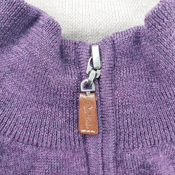 Peter Millar Sweater Men Large Merino Wool Quarter Zip Mock Neck Purple Pullover - Picture 3 of 9